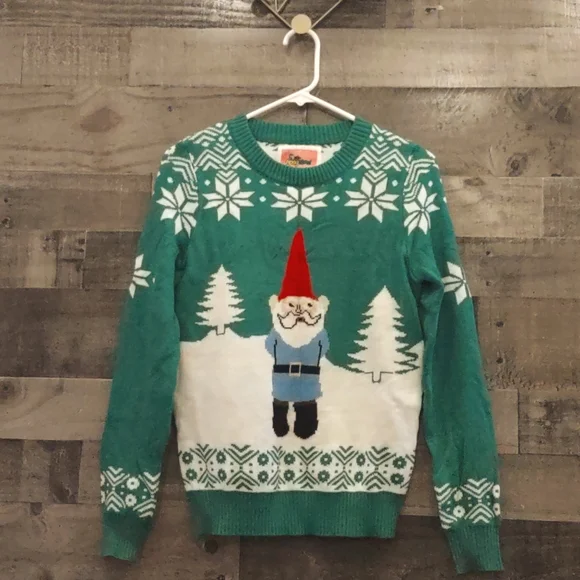 Tipsy Elves ugly Christmas sweater gnome with axe 🪓 - Picture 1 of 4